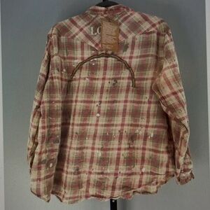 Magnolia Pearl Distressed Plaid Tunic - Red and Cream